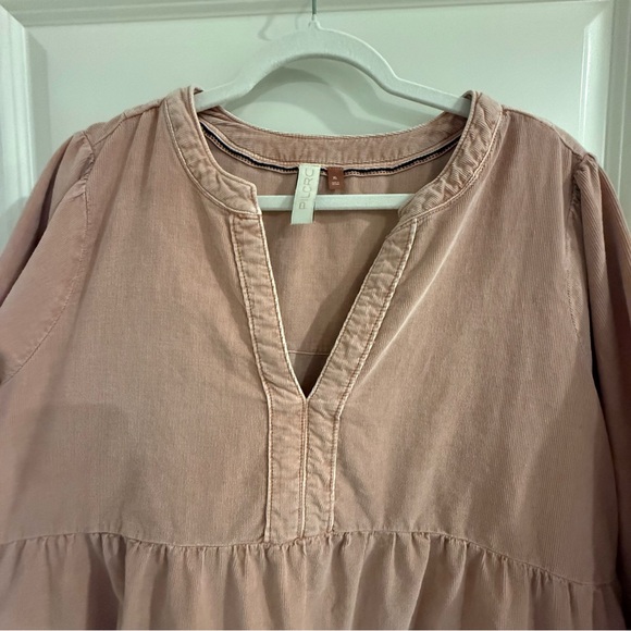 Pilcro-Anthropologie Harper Tiered Corduroy Long Sleeve Dress-Blush - Picture 11 of 15
